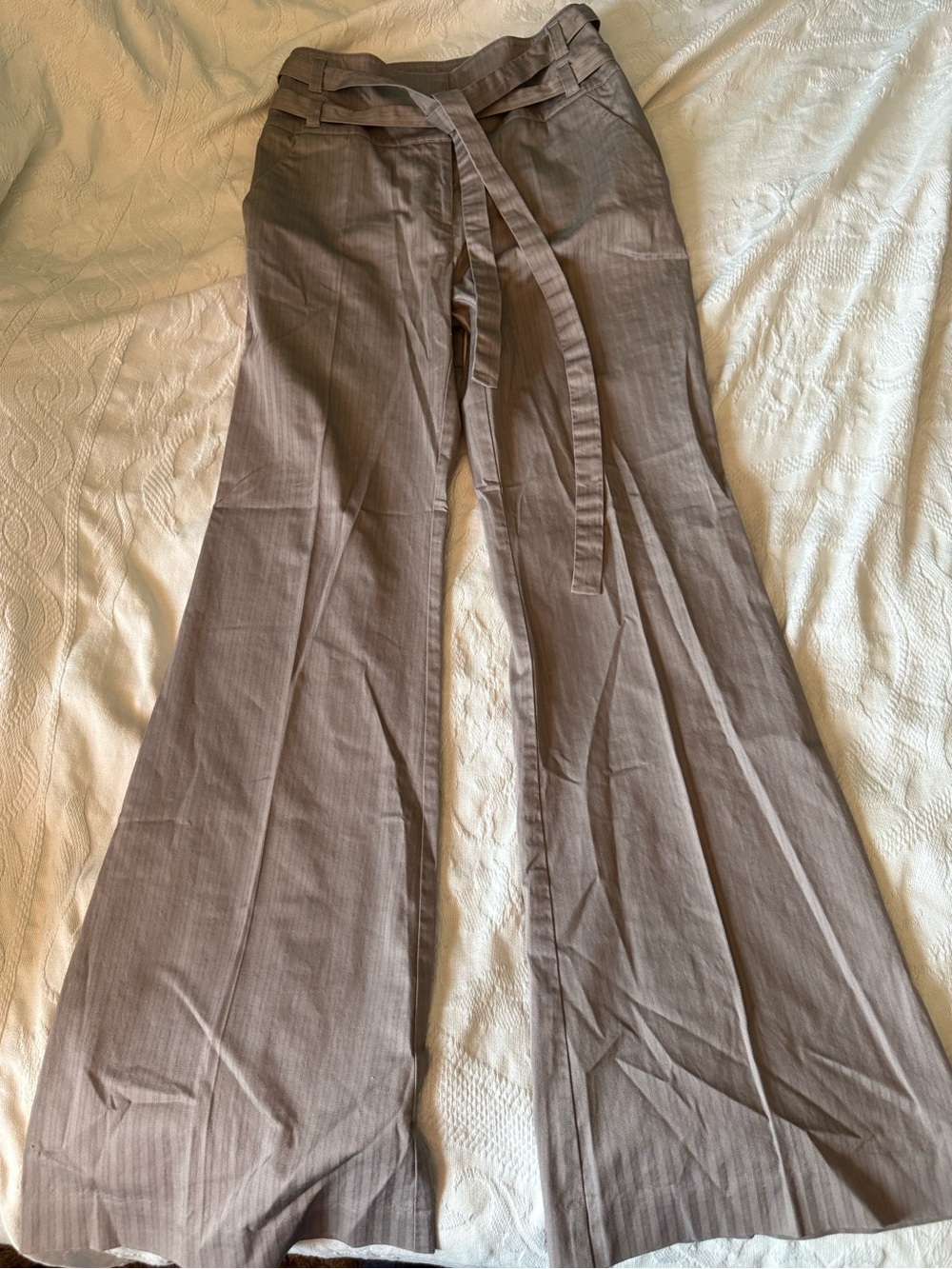 Y2K BCBG pinstripe pants high waist flare tie slacks trousers early 2000s office